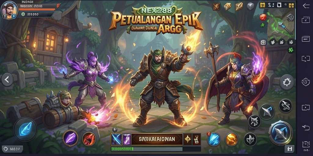 Tangkapan layar <strong>NEX288</strong> menampilkan aksi pertarungan yang dinamis dan memukau dalam permainan ARPG.