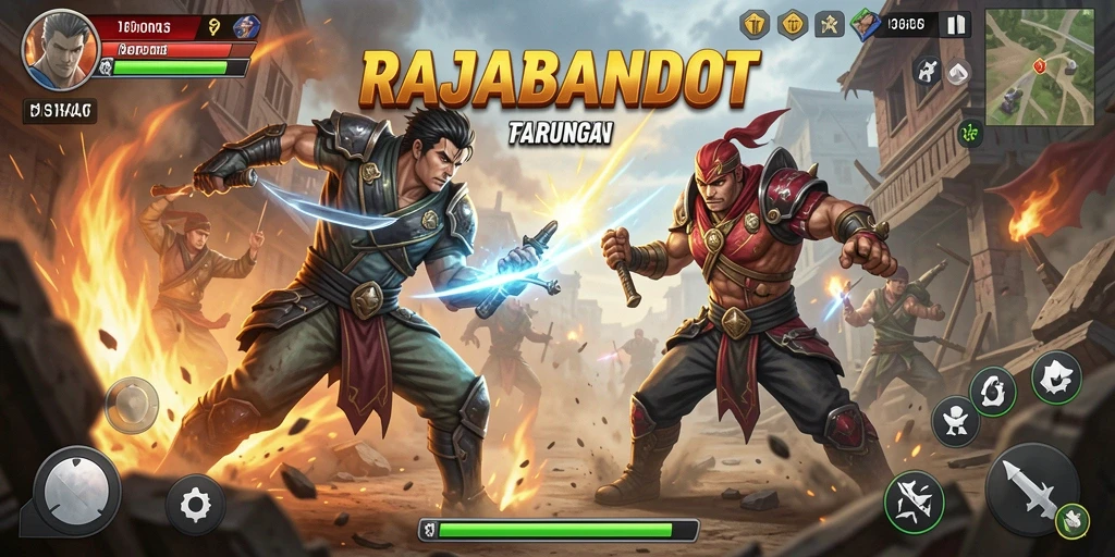 Gameplay RAJABANDOT menampilkan pertarungan intens antar karakter.