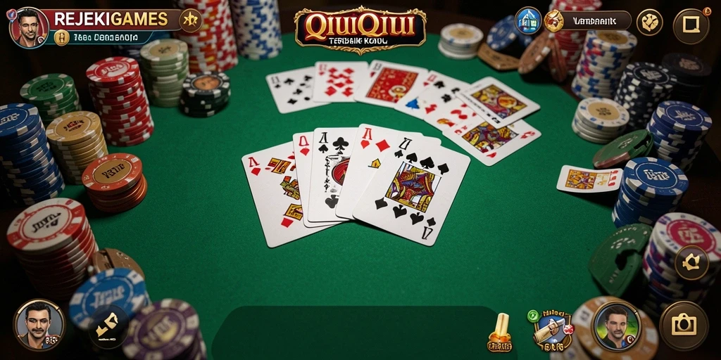 Tampilan menarik dari gameplay QiuQiu di REJEKIGAMES